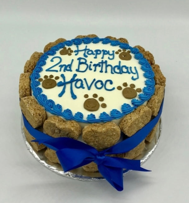 6” round ‘Elegant’ cake with Bones & Ribbon